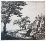Anthonie Waterloo (1609-1690) - Antique print, etching | A river with rocky banks, published ca. 1680, 1 p.