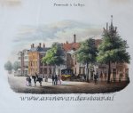  - [Antique print, colored lithograph, The Hague] Promenade a La Haye, published ca. 1840.