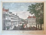 Georg Balthasar Probst (1732-1801) - [Optica print] Gesicht bij de Doelen over de Korte Vijverberg; tot Gravenhaghe, published ca. 1770.