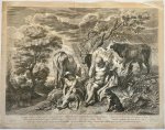 François Ragot (fl. 1630s-1670), after Jacob Jordaens (1593-1678) published by Antoine Trouvain (1652?-1708) - Antique print, engraving | Mercury and Argus, published ca. 1700, 1 p.
