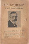 Hertzberger, Menno - Bibliotheque de feu M. le Dr. Leonard Willems, Gand. Vente Publique Mardi 10 Janvier 1939