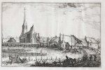 Claes Jansz Visscher (1586/87-1652) - Antique print, etching | View of the village of Zandvoort/Gezicht op het dorp Zandvoort, published ca. 1650 or 1728, 1 p.