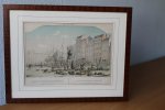 Rotterdam: - 5 ingelijste originele, oude prenten van Rotterdam, waarvan 3 handgekleurd.