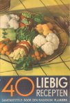 Kers, P.J. - 40 Liebig Recepten, samengesteld door radiokok P.J. Kers, kleine (12 cm x 18 cm), geniete softcover, goede staat