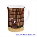koffie beker  bibliotheek - Drinkbeker met bibliotheek motief, mok voor koffie of thee. Becher Bitte nicht storen
