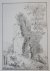Michiel Jacobus van der Schaft (1829-1889) - [Antique drawing/tekening] Figures approaching a ruin (figuren voor een ruïne), ca. 1850-1900.