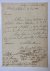  - [Manuscript] FROST, VAN MAANEN Brief van Dr. Ridder John Frost, d.d. `La Haye à Societé au Plein', 20 mei 1834, aan de minister van Justitie Van Maanen, 1 p.