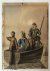  - [WATERCOLOUR, LINTZ, THE HAGUE] Aquarel, 12x12 cm voorstellende 4 mannen in een roeibootje gesigneerd “F.E. Lintz ‘48”. Enkele beschadigingen.