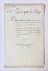  - [Manuscript, military 1787] Order tot inkwartiering (in French languages) van Maximilien Joseph Gervais de la Vieilleville, 1787. Manuscript (deels gedrukt), folio, 2 pag.