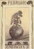 HOYTEMA, Theo van [HOIJTEMA] - Kalenderblad T. v. Hoytema - [aap op bal] - februari - kalenderjaar 1909.