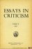 Essays in Criticism. A Quar...