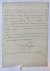 AGRON - [Manuscript, letter in French] Brief in het Frans van Pierre Agron, 19e eeuws, aan N.N., manuscript, 4°, 1 p.