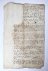  - [Manuscript, theology, 1695] Contract of the Grote Kerkeraad Remonstrantse Gemeente Delft with Philips Blommendael as performer and singer, in stead of Willem Dirksz Sennewaerden. Manuscript, 1695, 1 p., folio.